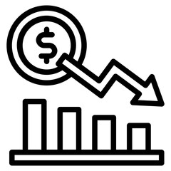  Market loss, Crisis, Graph, Financial, Business Icon, Line style icon vector illustration, Suitable for website, mobile app, print, presentation, infographic and any other project.