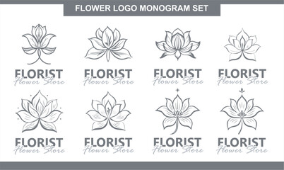 Flower Monogram Logo Bundle