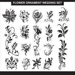 Flower Ornament Wedding Set Invitation