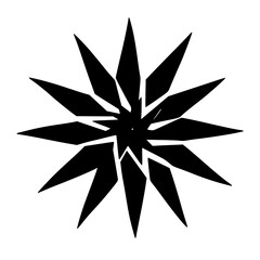 Obraz premium Black Geometric Starburst: Abstract Design Element on White