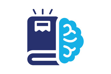 flat vector knowledge icon. featuring a book and brain symbol,   learning, and study concepts. Ideal for e-learning, and educational platform designs. Perfect for  mobile app, and print projects.