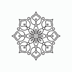 Vector illustration of a snowflake. Mandala Flower Line Art for Coloring – Printable Coloring Sheet for Relaxation.