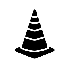Minimalist Black Traffic Cone Illustration on White Background