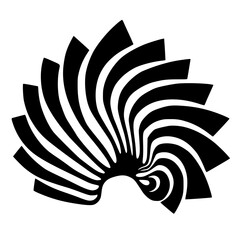 Abstract Black and White Fan Design - Modern Graphic Art