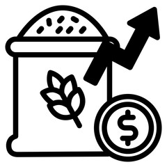  Grocery, Food, Price up, Inflation, crisis Icon, Solid style icon vector illustration, Suitable for website, mobile app, print, presentation, infographic and any other project.