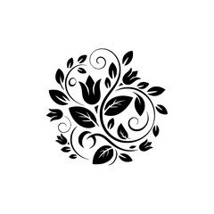 Elegant Black Floral Vector Design on White Background