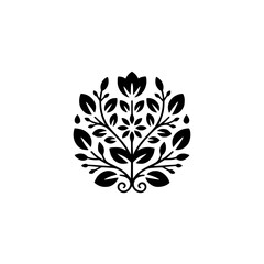 Minimalist Floral Emblem: Black & White Nature Logo