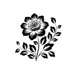 Elegant Floral Silhouette: Black & White Vector Design