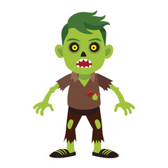 Halloween zombies isolated clipart on white background