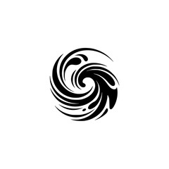 Swirling Abstract Wave Logo, Black & White Minimalist Design