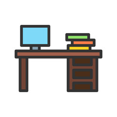 Desk icon vector image. Suitable for mobile apps, web apps and print media.