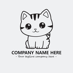 Cat character illustration black and white for logo company vector image
