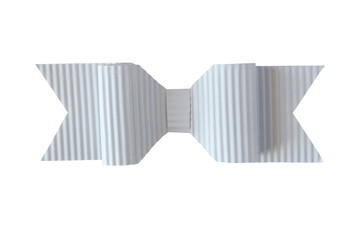 White corrugated paper origami bow isolated transparent png. Coquette style handmade bow.