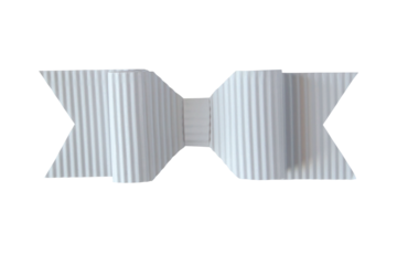 White corrugated paper origami bow isolated transparent png. Coquette style handmade bow.
