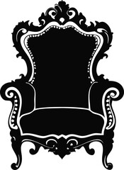 Decorative antique throne silhouette black vector art work