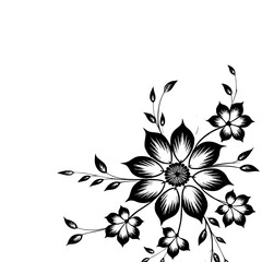 Elegant Black and White Floral Corner Design on Light Background