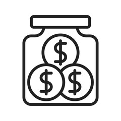 Money Jar icon vector image. Suitable for mobile apps, web apps and print media.