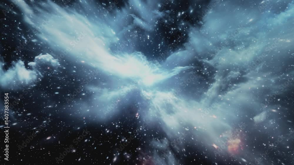 Wall mural exploring the wonders of deep space through cosmic clouds and stars