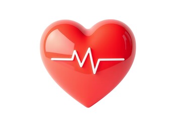 Red heart heartbeat pulse health care 3D render