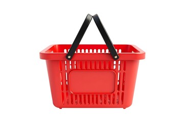Fototapeta premium Red Shopping Basket Empty Plastic Handles