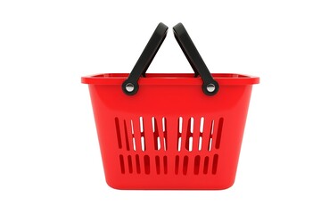 Fototapeta premium Red shopping basket black handles isolated