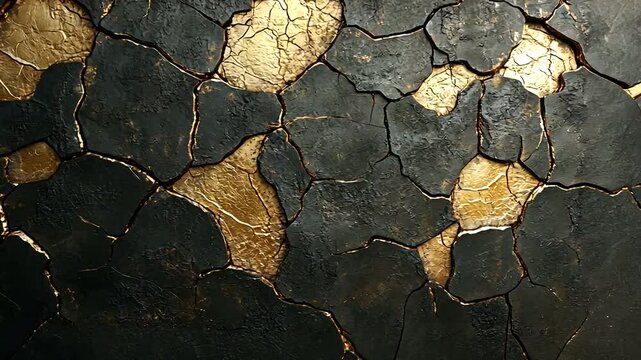 Cracked gold and black texture background for design