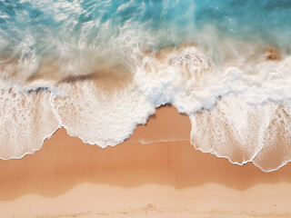 Obraz premium Shoreline transitioning from tan to blue in the tidal zone