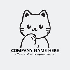 Cat character illustration black and white for logo company vector image
