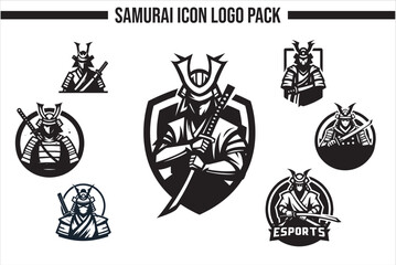 Simple icon samurai logo pack