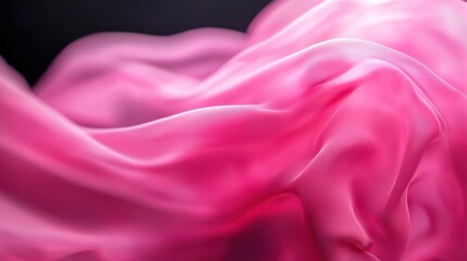 Obraz premium Pink silk fabric drapes in studio setting, showcasing texture and movement