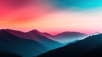 Obraz premium Colorful Mountain Sunset Silhouette