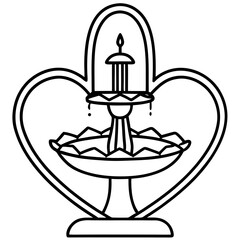 Minimalist Heart Fountain Line Art