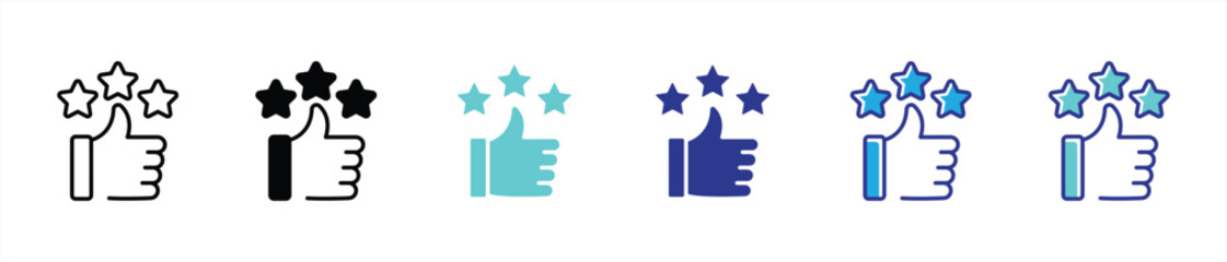 thumbs up rating with three star icon set. customer feedback icon. vector illustration