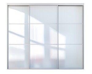 A white wall with three sliding doors