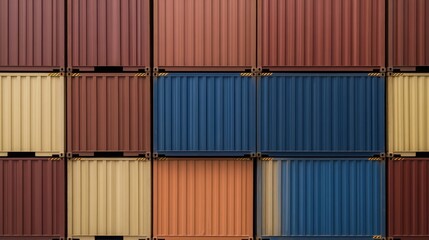 Fototapeta premium Colorful Stacked Cargo Shipping Containers Global Trade Import Export Industry