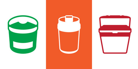 Professional Plastic Container Logo Icons Silhouette Vector Illustration