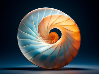 Obraz premium Spiral seashell golden ratio curve pearlescent hues