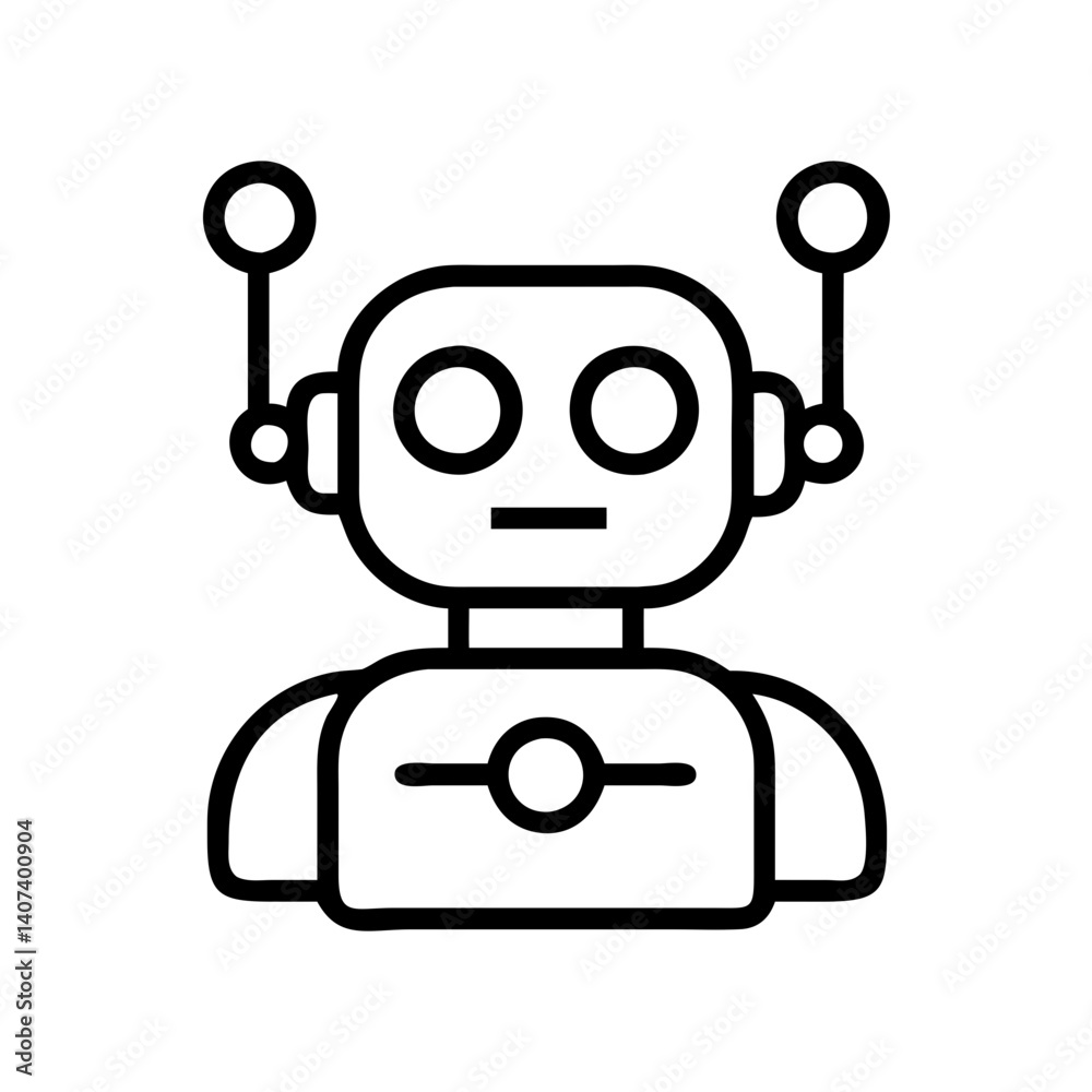 Poster vector line art robot illustration for ai technology and automation design concepts and robotics