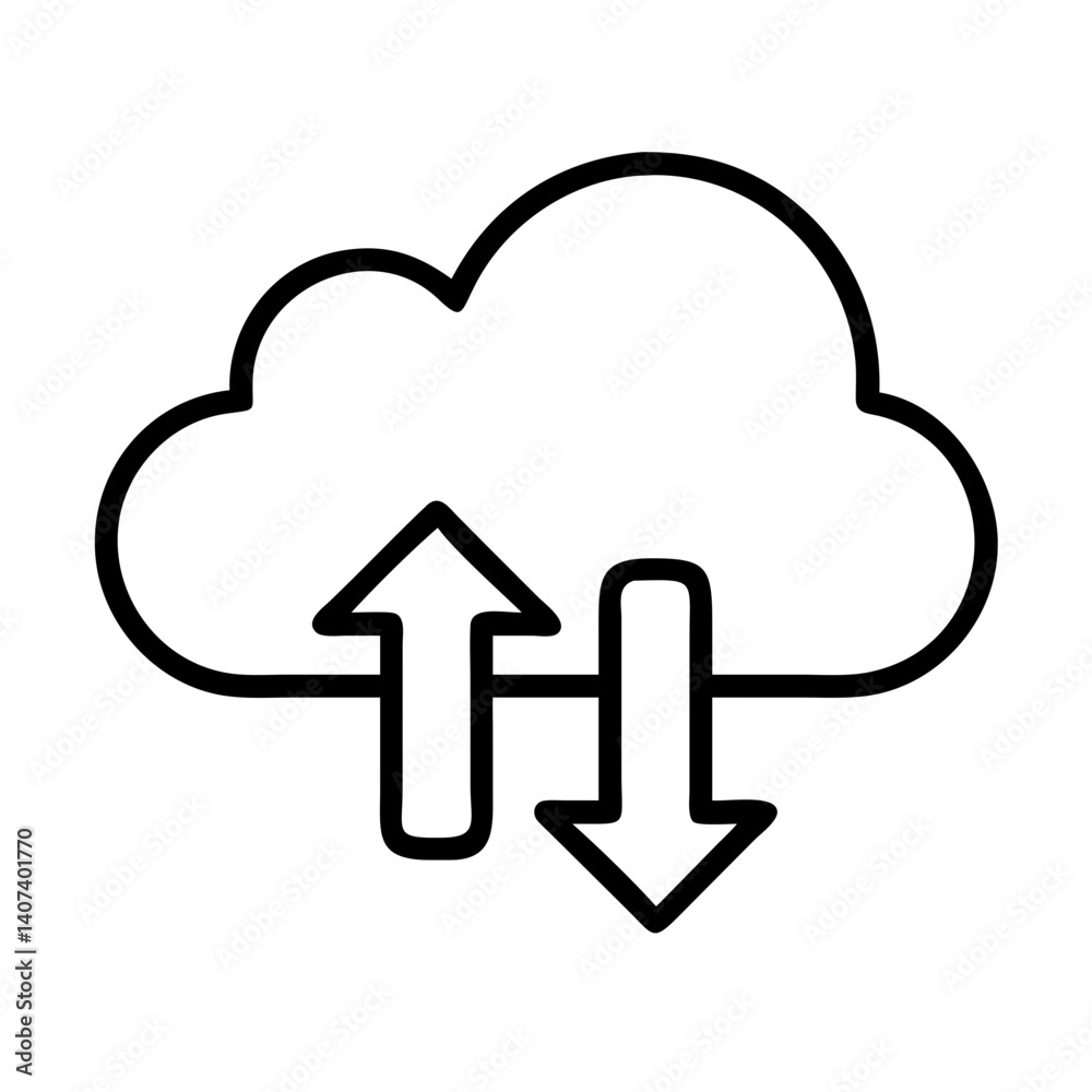 Poster cloud data transfer upload download backup storage network computing service technology icon vector