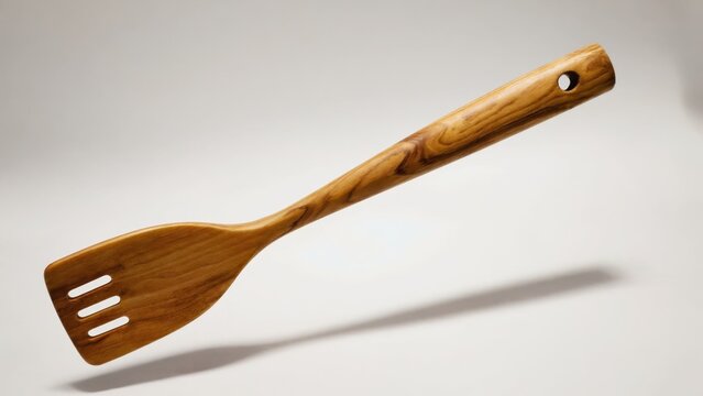 A wooden spatula with a unique grain pattern, ideal for cooking and baking.