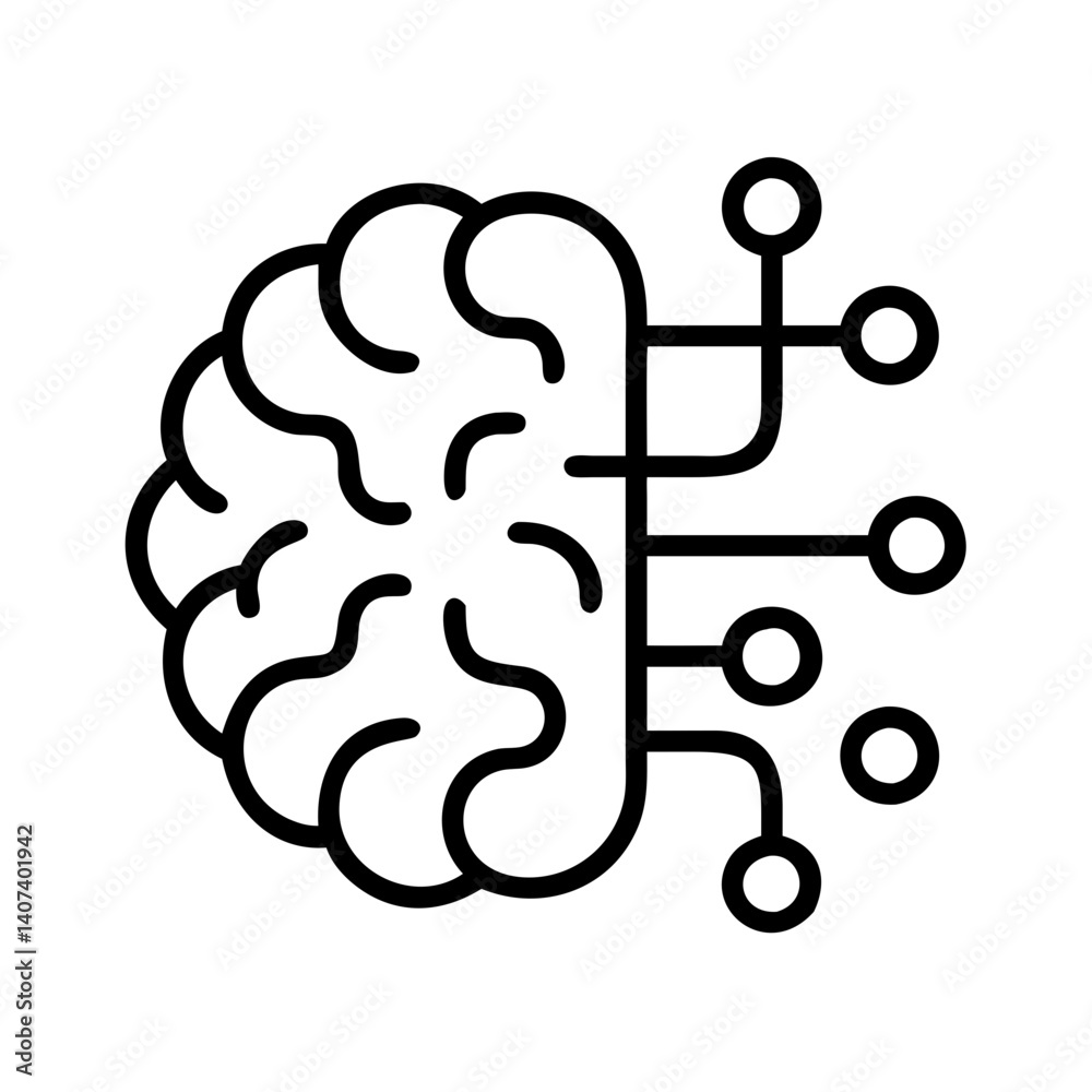 Poster artificial intelligence brain neural network ai machine learning deep learning concept design