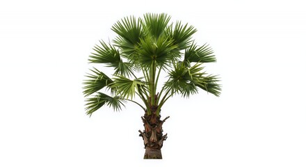 Fototapeta premium Detailed Lush Green Palm Tree Isolated on White