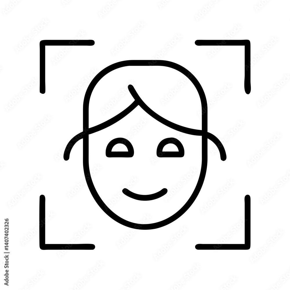 Poster face detection recognition scanner technology icon for security and biometric access system