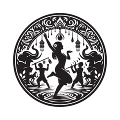 Obraz premium Silhouette design capturing the essence of Songkran water festival in Thailand