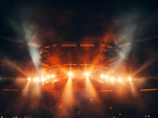 Stadium lights bokeh effect creating bright circular flares during sports events