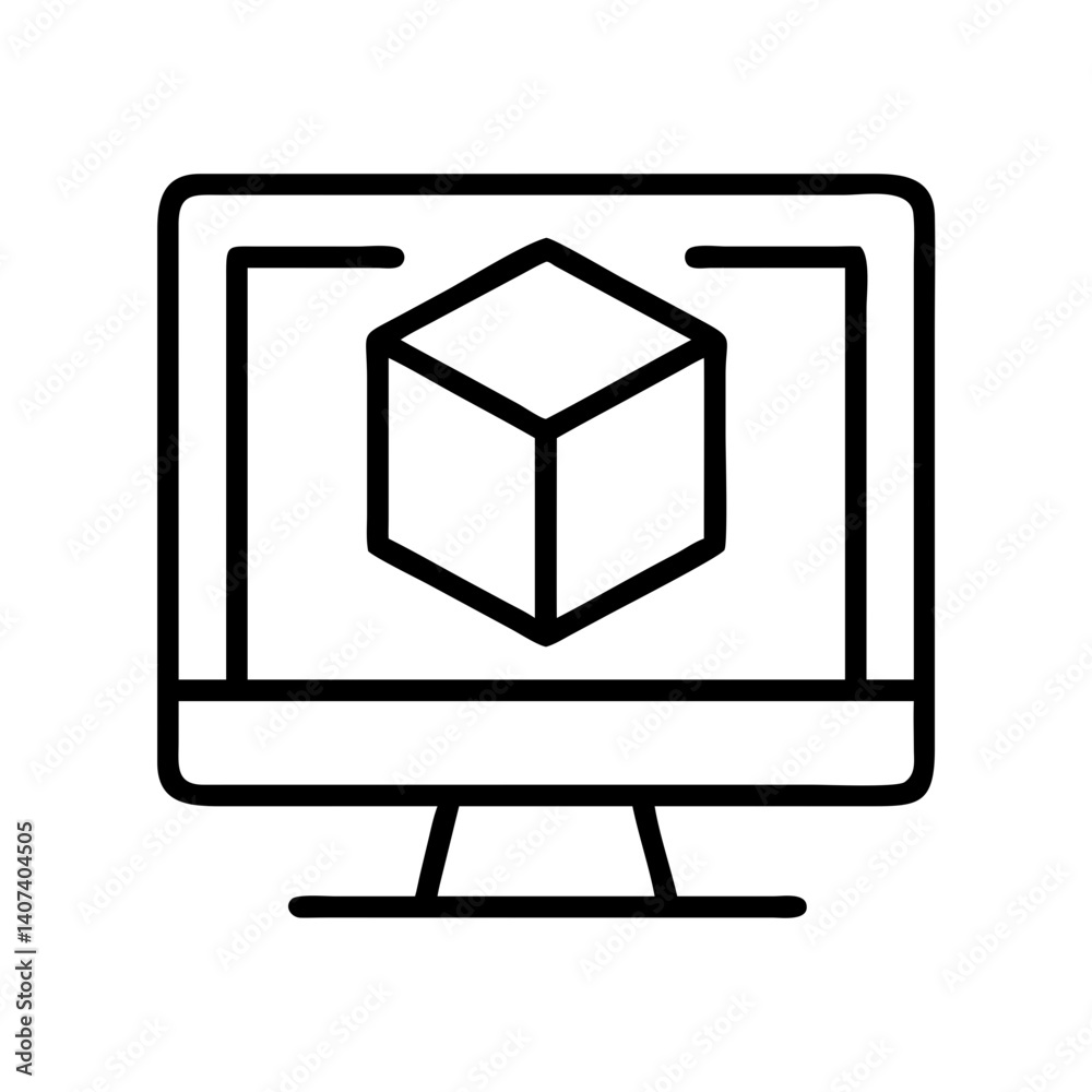 Poster 3d modeling software on computer screen for product design and engineering development process