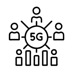 5g network technology concept for wireless communication and data transfer with people connected online