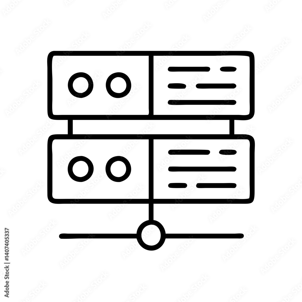 Poster server hosting data center network storage cloud computing information technology icon vector graphi