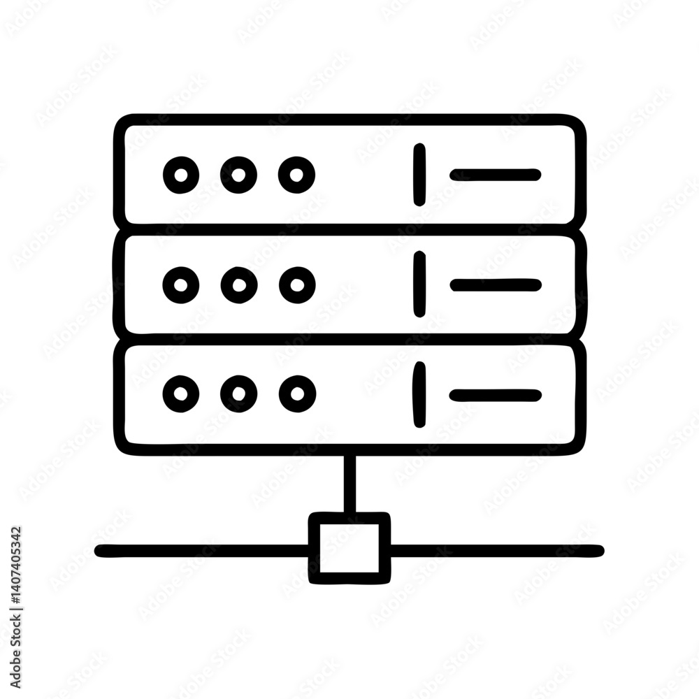 Poster server data center database hosting network cloud computing storage system line icon vector illustra
