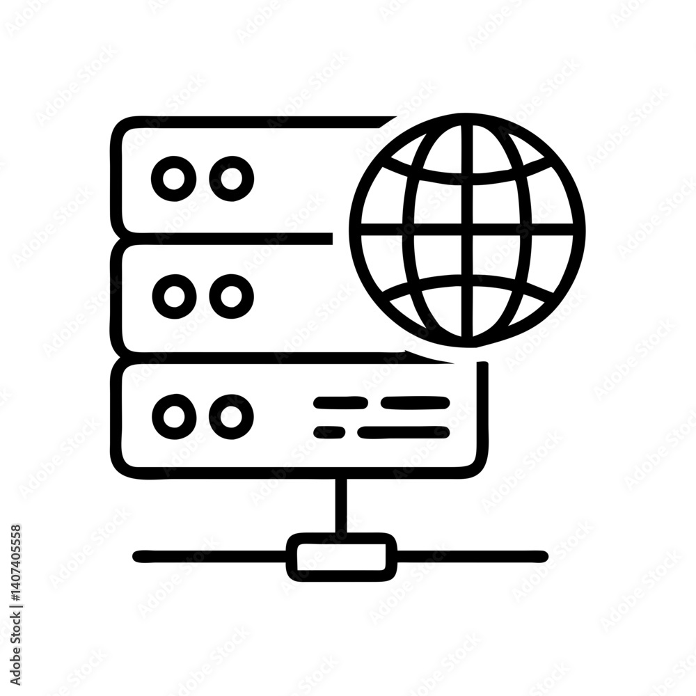 Poster server hosting database network connection global technology data center infrastructure icon vector
